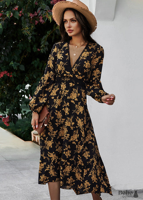 black boho bridesmaid dress